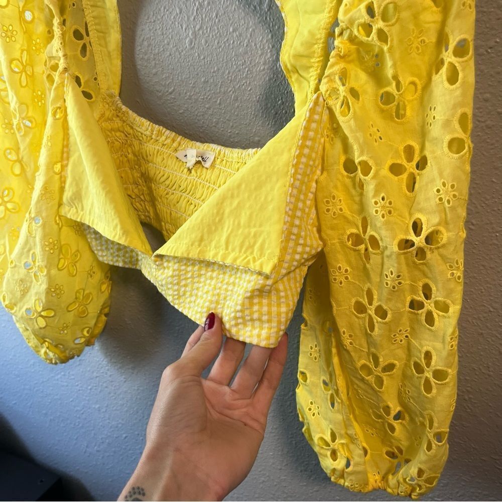 Yellow Gingham Micro Cropped Top - Picture 2 of 5